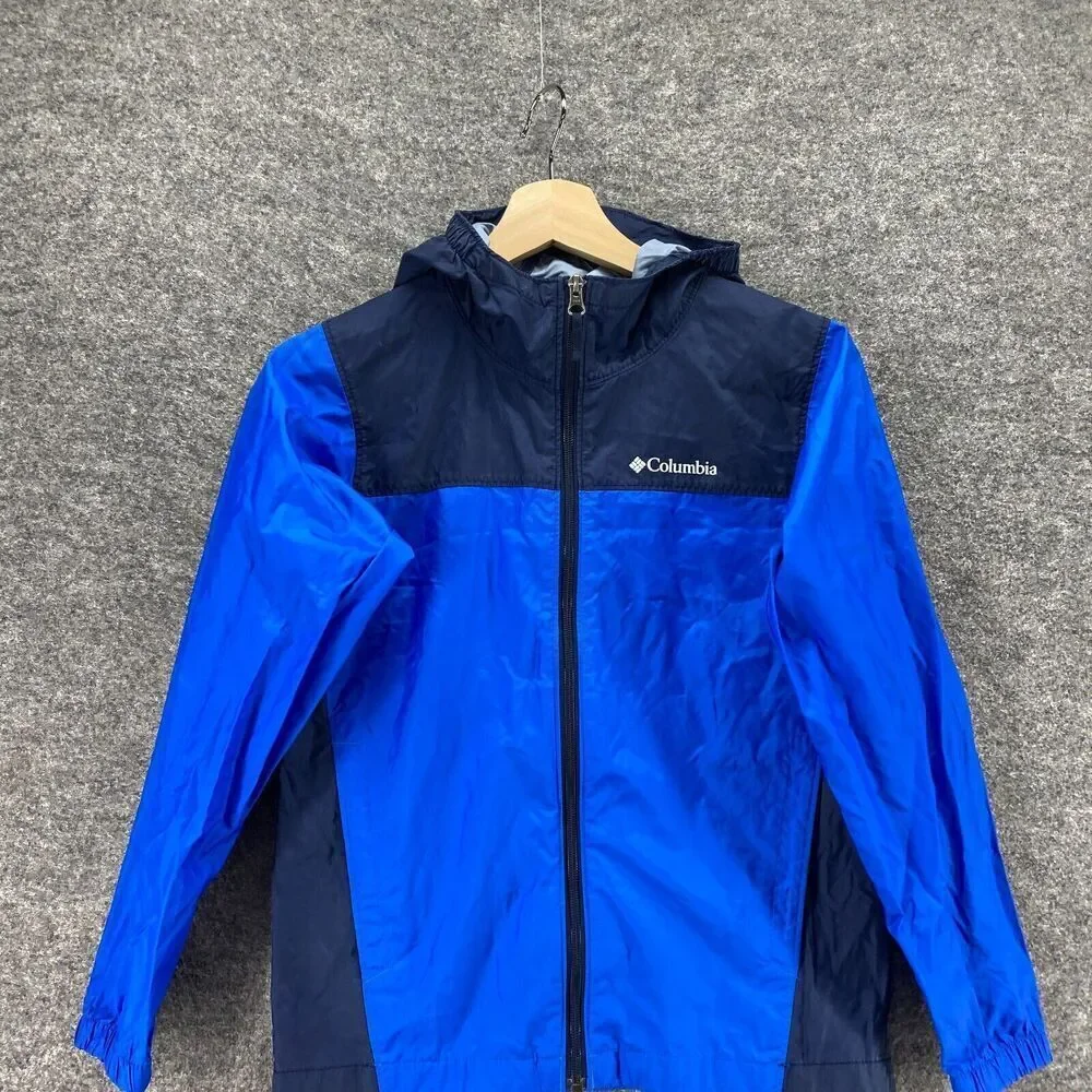 Columbia Activewear Track Jacket Boys  M Medium Blue Full Zip Hooded Long Sleeve